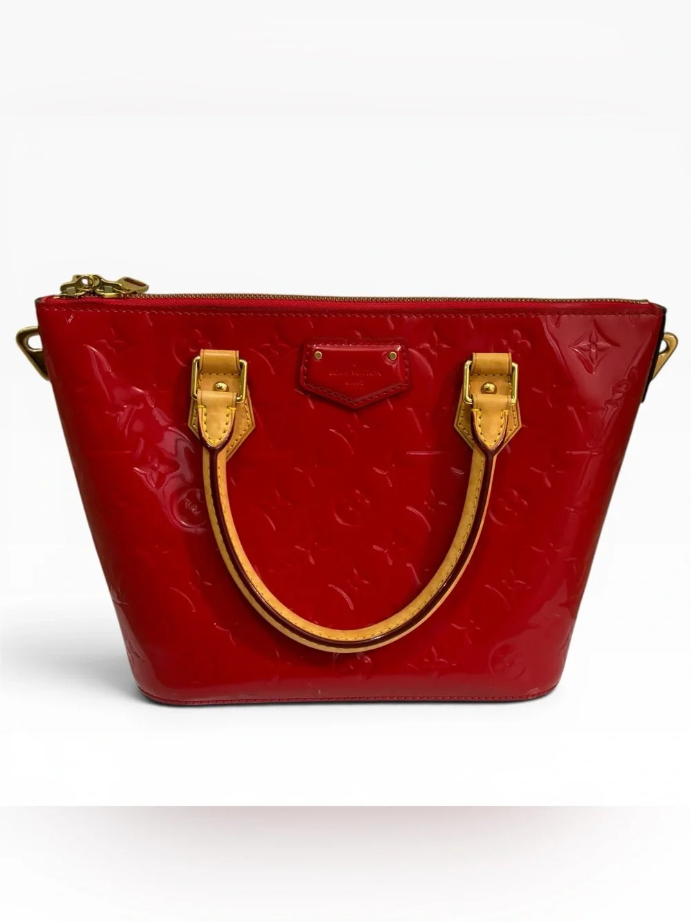 Louis Vuitton Montebello MM Red Monogram Vernis Patent Leather Satchel Bag